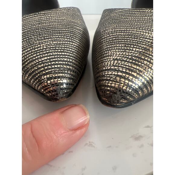 SAM EDLMAN WOMENS RODNEY d’ORDSAY BALLET FLATS SHOES METALLIC GOLD BLACK 7.5 - Picture 12 of 13